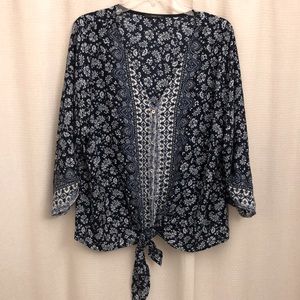 West Lei Blue/White Patterned Blouse